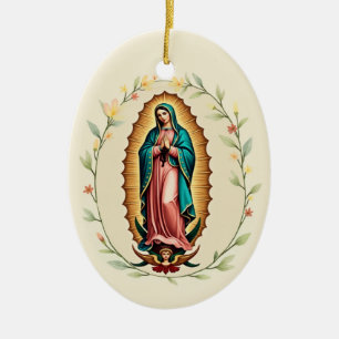 Ornamento De Cerâmica Guadalupe Banquete espanhol Virgen de Guadalupe