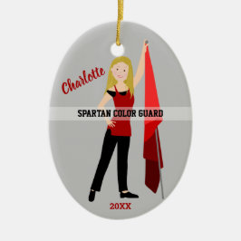 Ornamento De Cerâmica Guarda a cores com cabelo loiro vermelho e preto