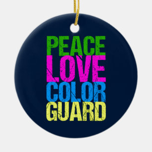 Ornamento De Cerâmica Guarda-Colorida de Guarda de Cor do Peace Love