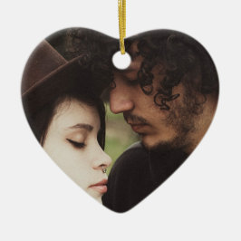 Ornamento De Cerâmica Guarda de Fotos de Natal do casal