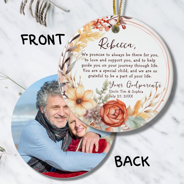 Ornamento De Cerâmica Guarda dos Padrões - Flor Laranja Batismo (Criador carregado)