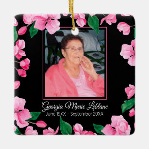 Ornamento De Cerâmica Guarda Memorial Personalizada das Flores Rosa