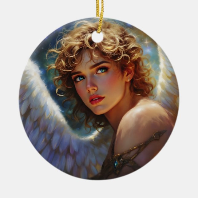 Ornamento De Cerâmica Guardião Celestial - Anjo das Estrelas (Frente)