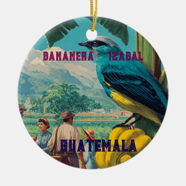 Ornamento De Cerâmica GUATEMALA, BANANERA IZABAL Retro poster (Frente)