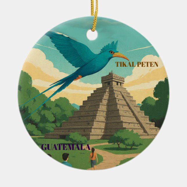 Ornamento De Cerâmica GUATEMALA TIKAL PETEN Retro poster (Frente)