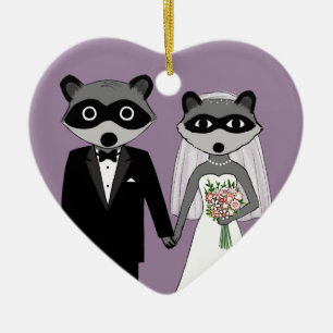 Ornamento De Cerâmica Guaxinins que Wedding a lembrança