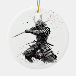 Ornamento De Cerâmica Guerreiro Samurai em Ação Arte Japonesa Cerâmica