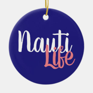 Ornamento De Cerâmica guião NUTI LIFE, bonito, náutico, a azul marinho