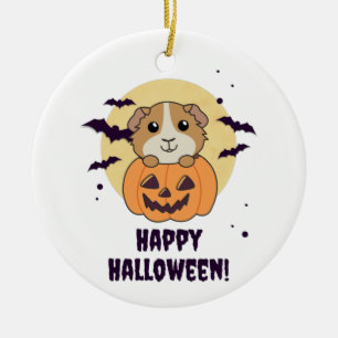 Ornamento De Cerâmica Guiné Pumpkin Doce Animais Feliz Halloween C