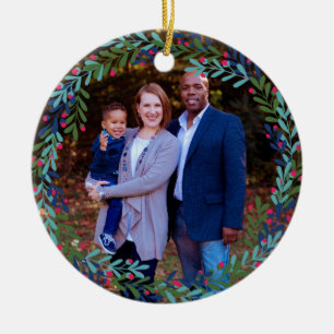 Ornamento De Cerâmica Guirlanda de Frutas O Nosso Primeiro Natal na Nova