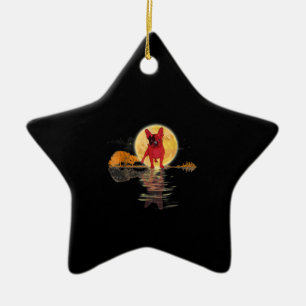 Ornamento De Cerâmica Guitar Lake Halloween Assusta Lua Branca