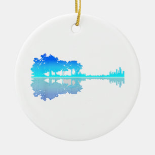Ornamento De Cerâmica Guitar Lake Shadow Love Guitar Musical