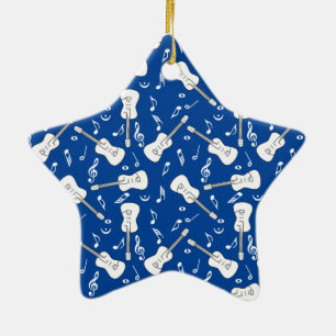 Ornamento De Cerâmica Guitar Lines Music Notes Cerâmica Ornament