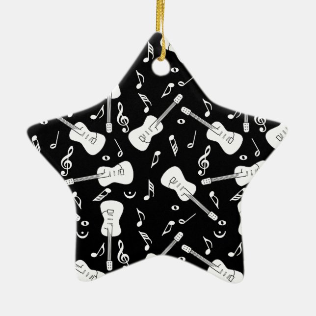 Ornamento De Cerâmica Guitar Lines Music Notes Cerâmica Ornament (Verso)