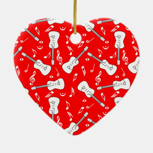 Ornamento De Cerâmica Guitar Lines Music Notes Cerâmica Ornament (Verso)