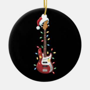 Ornamento De Cerâmica Guitar Santa Hat O Jogador De Natal Lights Bass