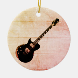 Ornamento De Cerâmica Guitarra Elétrica e Pop de Madeira