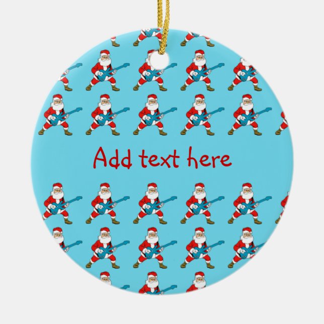 Ornamento De Cerâmica Guitarra que joga Papai Noel (Frente)