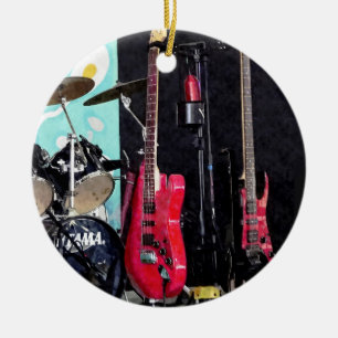 Ornamento De Cerâmica Guitarras e Tambores