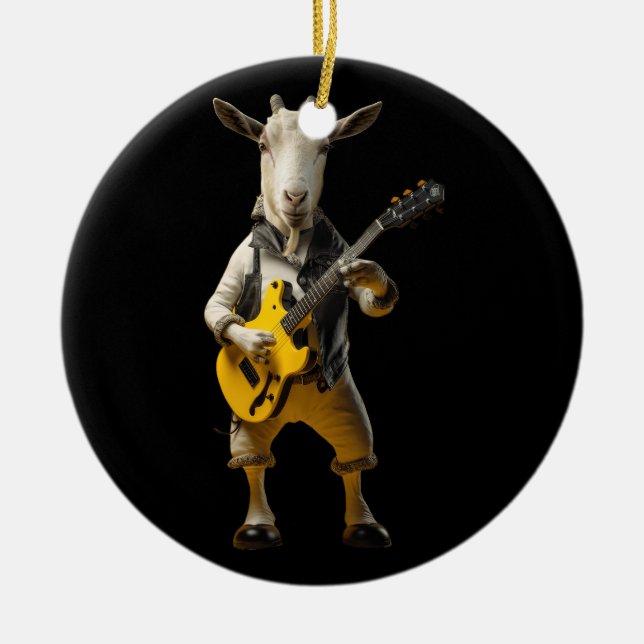 Ornamento De Cerâmica Guitarrista Guitarrista Marchi de Goat Tocando Vio (Frente)