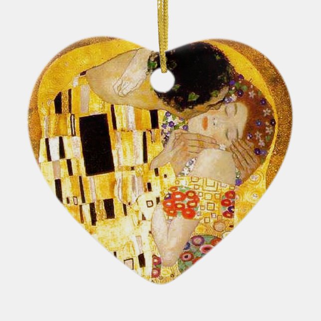 Ornamento De Cerâmica Gustav Klimt A Pintura Clássica Beija (Frente)