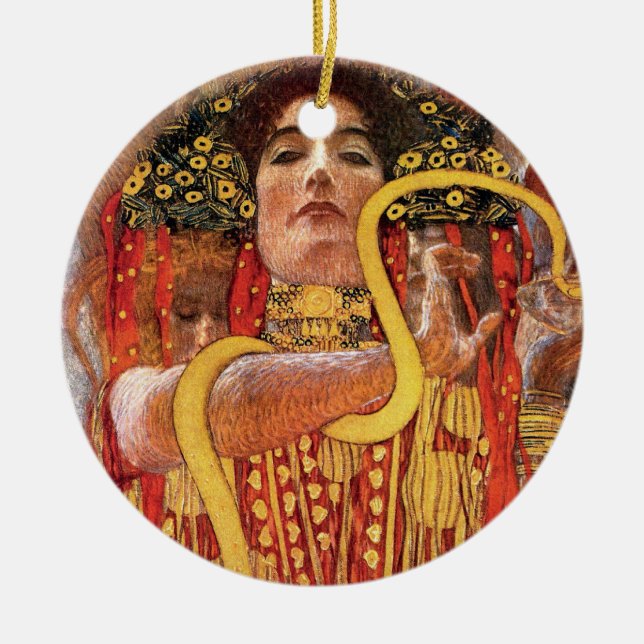 Ornamento De Cerâmica Gustav Klimt - Deusa Médica de Higieia (Frente)