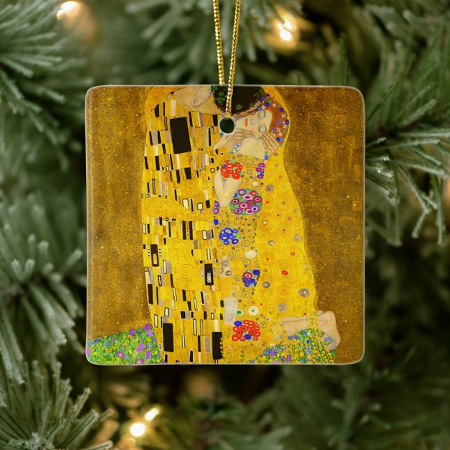 Ornamento De Cerâmica Gustav Klimt é o famoso quadro Beijo. (Árvore)