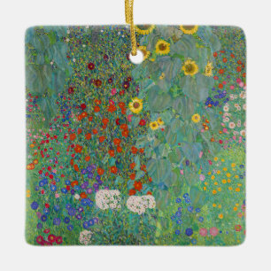 Ornamento De Cerâmica Gustav Klimt - Jardim Rural com Girassóis