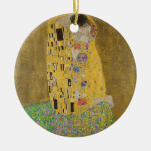 Ornamento De Cerâmica Gustav Klimt "O Beijo"