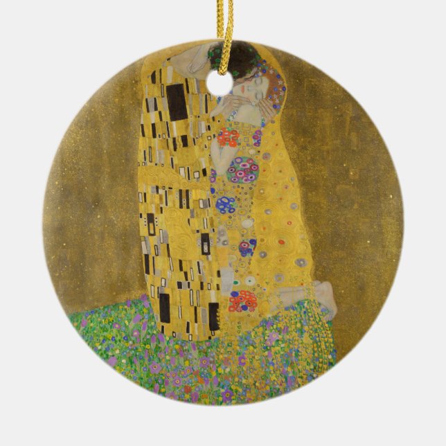 Ornamento De Cerâmica Gustav Klimt "O Beijo" (Frente)