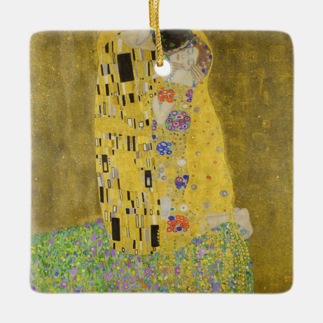 Ornamento De Cerâmica Gustav Klimt - O Beijo (Frente)