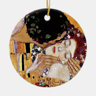 Ornamento De Cerâmica Gustav Klimt - O Beijo - Arte Nova Antiga