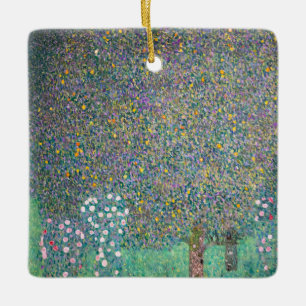 Ornamento De Cerâmica Gustav Klimt - Rosebushes debaixo das Árvores