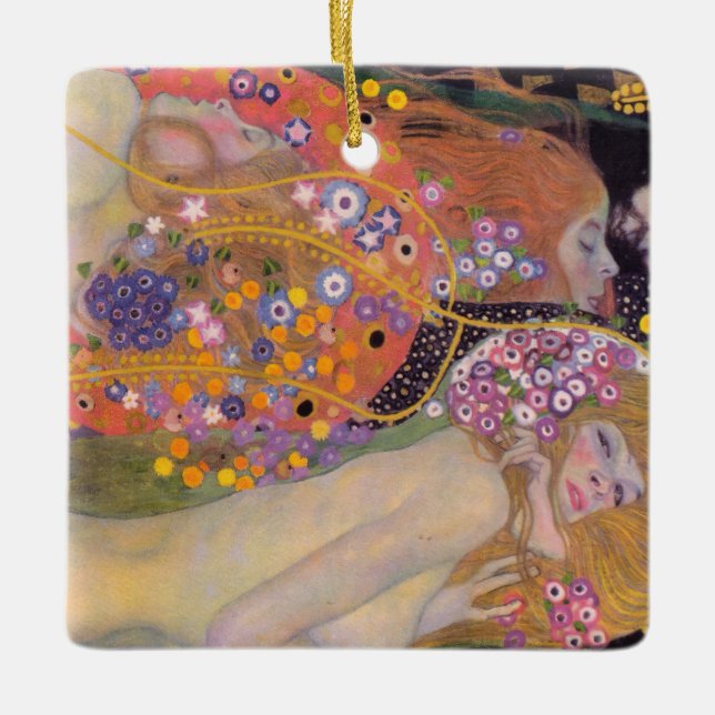 Ornamento De Cerâmica Gustav Klimt - Serpentes Água II (Frente)