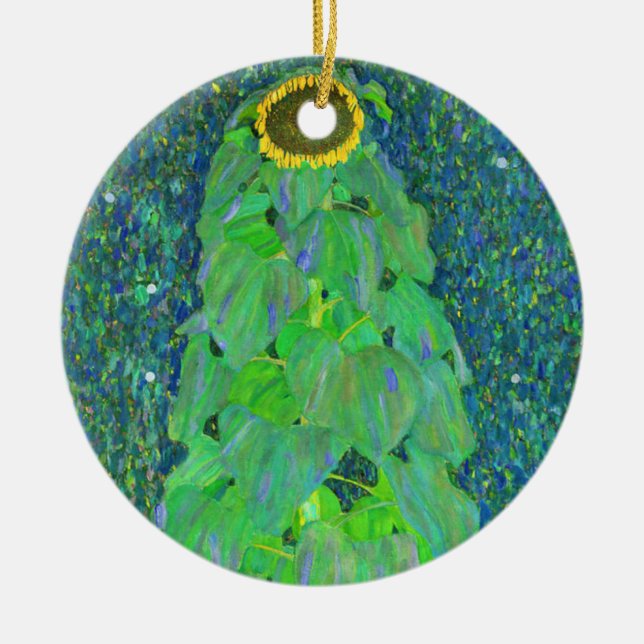 Ornamento De Cerâmica Gustav Klimt Sunflower (Frente)