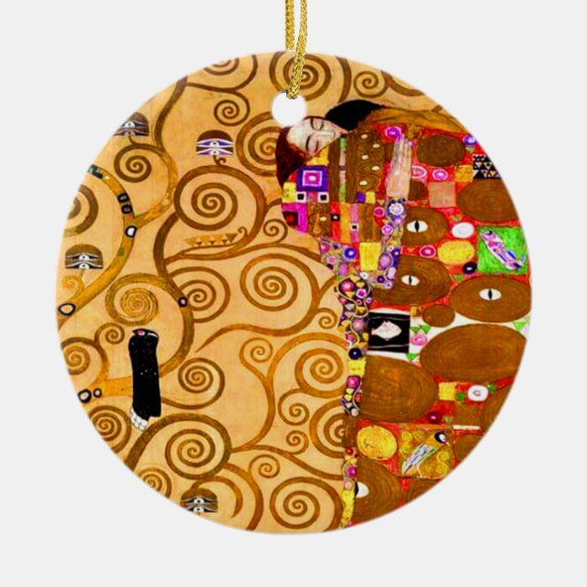 Ornamento De Cerâmica Gustav Klimt Tree of Life (Frente)