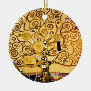 Ornamento De Cerâmica Gustav Klimt Tree of Life Art Nouveau