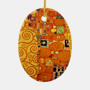 Ornamento De Cerâmica Gustav Klimt Tree of Life Art Nouveau