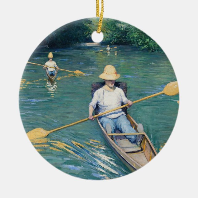 Ornamento De Cerâmica Gustave Caillebotte - Skiffs nos Yerres (Frente)