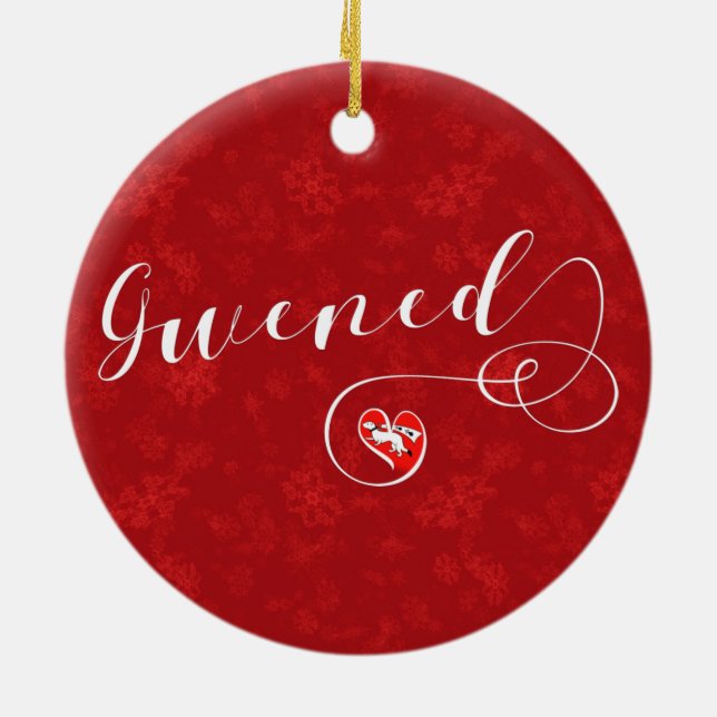 Ornamento De Cerâmica Gwened Flag in Heart, Vannes, Breton, Brittany (Traseira)