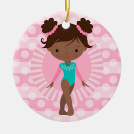 Ornamento De Cerâmica Gymnast - afro-americano bonito da ginástica