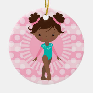 Ornamento De Cerâmica Gymnast - afro-americano bonito da ginástica