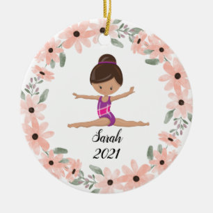 Ornamento De Cerâmica Gymnast Garota Negra Gymnast Cer de Natal