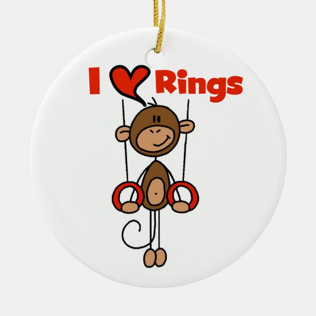 Ornamento De Cerâmica Gymnast Loves Rings (Frente)