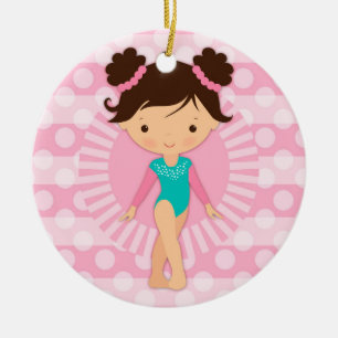 Ornamento De Cerâmica Gymnast - turquesa bonito do rosa da ginástica
