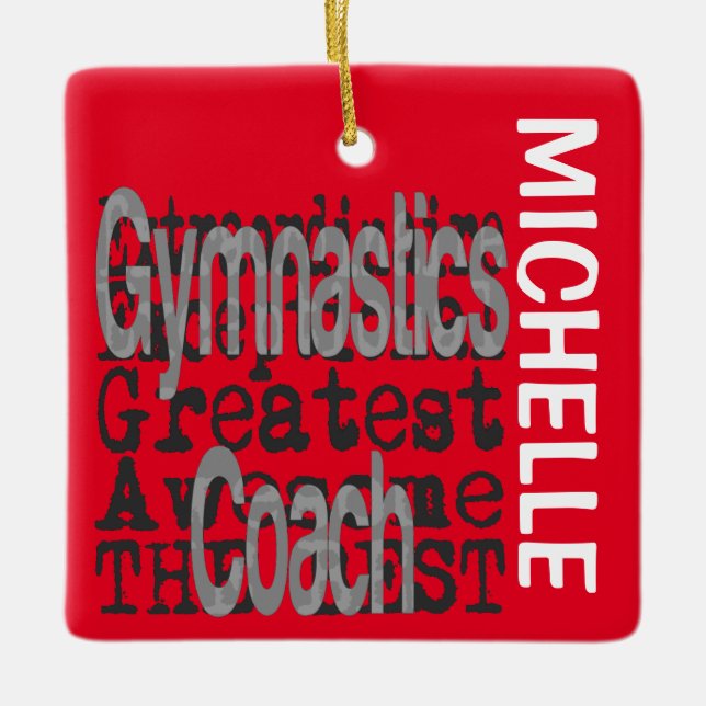 Ornamento De Cerâmica Gymnastics Coach Extraordinaire CUSTOM (Frente)