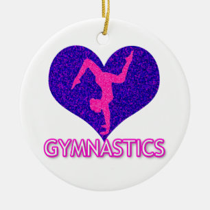 Ornamento De Cerâmica Gymnastics Sparkle Heart Ceramic Ornament