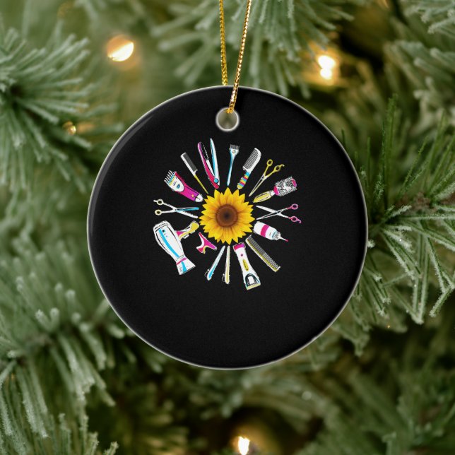 Ornamento De Cerâmica Hair Stylist Barber Tools Floral (Árvore)