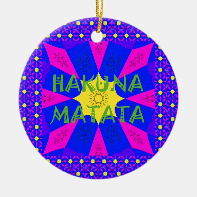 Ornamento De Cerâmica Hakuna Matata Belos Design de Cores Incríveis (Frente)