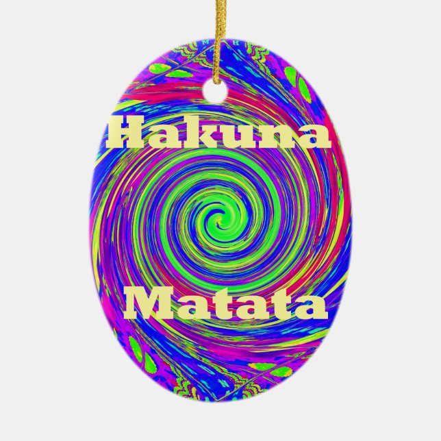 Ornamento De Cerâmica Hakuna Matata - Design com Cores Vibrantes (Frente)